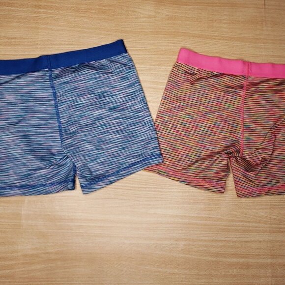 Xersion Girls Blue Pink Striped Elastic Waist Athletic Shorts Bundle 10-12 - Picture 1 of 3